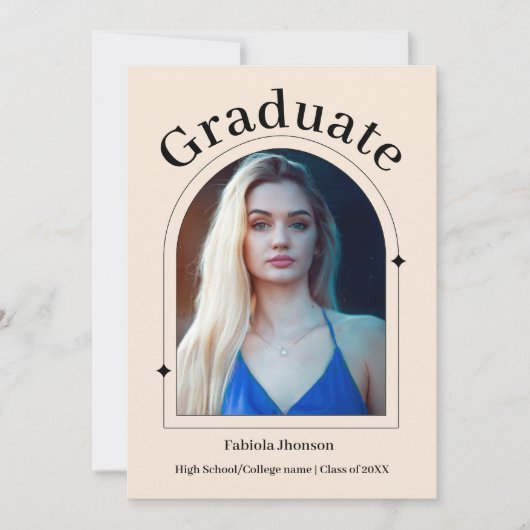 Eenvoudige Dusty Roos meisje afstuderen aankondigi Aankondiging (Voorkant)