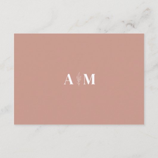 Eenvoudige Dusty Roze & Wit bruiloft Details Informatiekaartje (Achterkant)