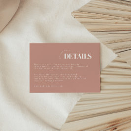 Eenvoudige Dusty Roze & Wit bruiloft Details Informatiekaartje