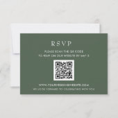 Eenvoudige e-legant moderne groene QR-CODE RSVP Kaartje (Voorkant)