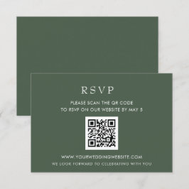 Eenvoudige e-legant moderne groene QR-CODE RSVP Kaartje