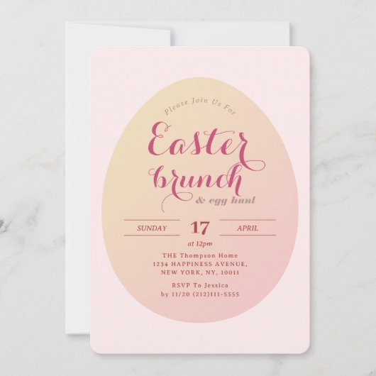 Eenvoudige Easter Brunch Egg Hunt Soft Pink Kaart (Voorkant)