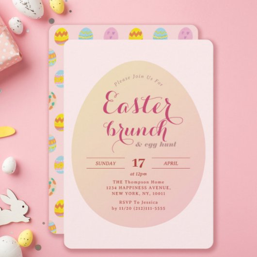 Eenvoudige Easter Brunch Egg Hunt Soft Pink Kaart
