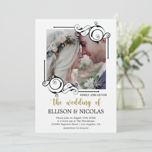 Eenvoudige eBay-uitnodigingen voor tekst- en fotow (Staand voorkant)