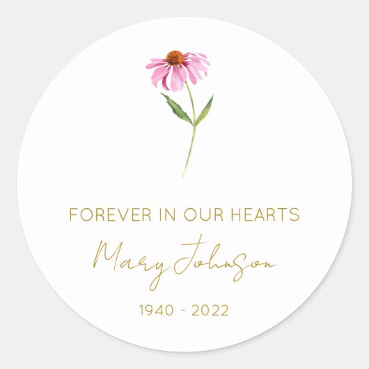 Eenvoudige Echinacea-herdenking Ronde Sticker (Voorkant)