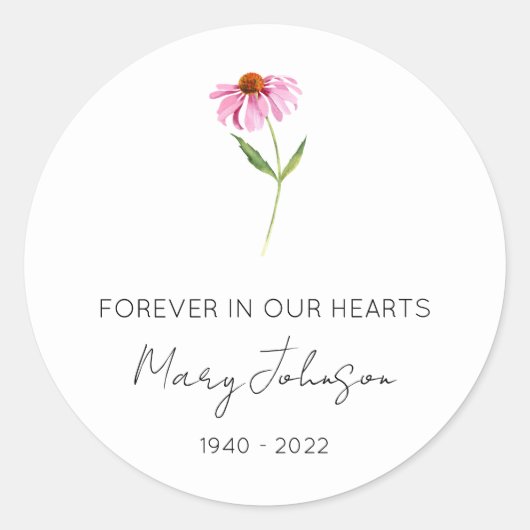 Eenvoudige Echinacea-herdenking  Ronde Sticker (Voorkant)