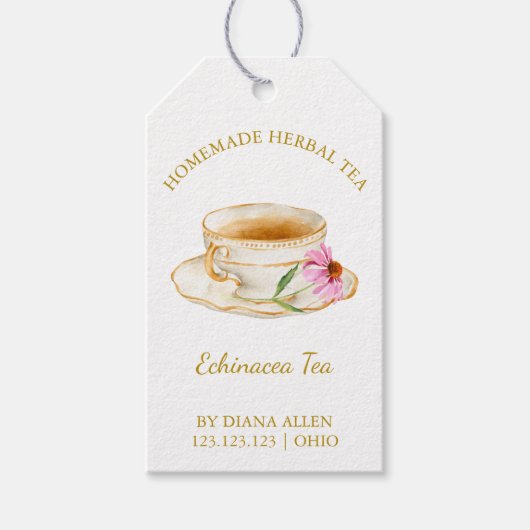 Eenvoudige Echinacea Thee Hang Tag  Cadeaulabel (Voorkant)