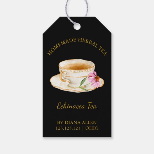 Eenvoudige Echinacea Thee Hang Tag Cadeaulabel (Voorkant)