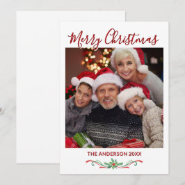 Eenvoudige één foto aangepaste gezinskaart voor va feestdagenkaart