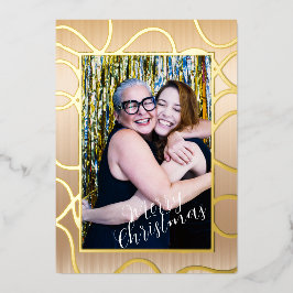 Eenvoudige Een Foto Gouden Folie Kerstkaart Feestdagenkaart