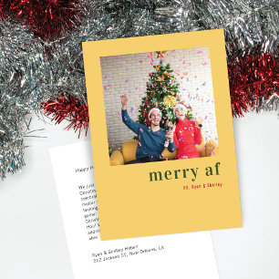 Eenvoudige Een Foto Kerstmis Prettig Af Feestdagenkaart