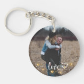 Eenvoudige één foto Modern Script Love Heart Jewel Sleutelhanger (Voorkant)