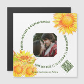 Eenvoudige Één Foto Rustieke Zonnebloem QR CODE We Magnetische Uitnodiging (Voorkant / Achterkant)
