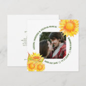 Eenvoudige Één Foto Rustieke Zonnebloem QR CODE We Save The Date (Voorkant / Achterkant)