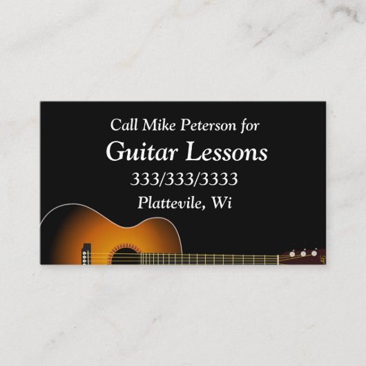 Eenvoudige eenvoudige Guitar Lessons Visitekaartje (Voorkant)