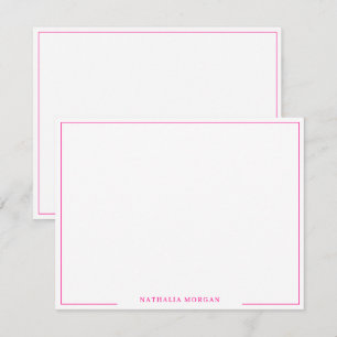 Eenvoudige eenvoudige hot-pink border briefpapier notitiekaartje