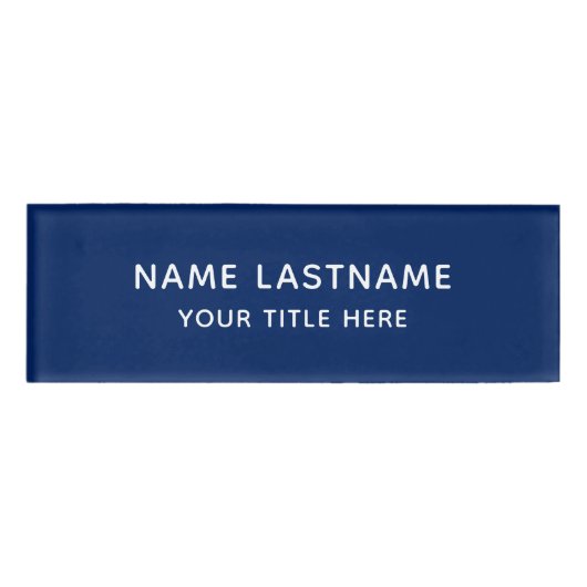 Eenvoudige, eenvoudige, moderne marineblauwe titel naambadge (Voorkant)