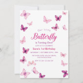 Eenvoudige eerste 1e verjaardag Paarse vlinders pa Kaart (Voorkant)