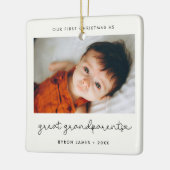 Eenvoudige eerste kerst als grootouders Foto Keramisch Ornament (Links)