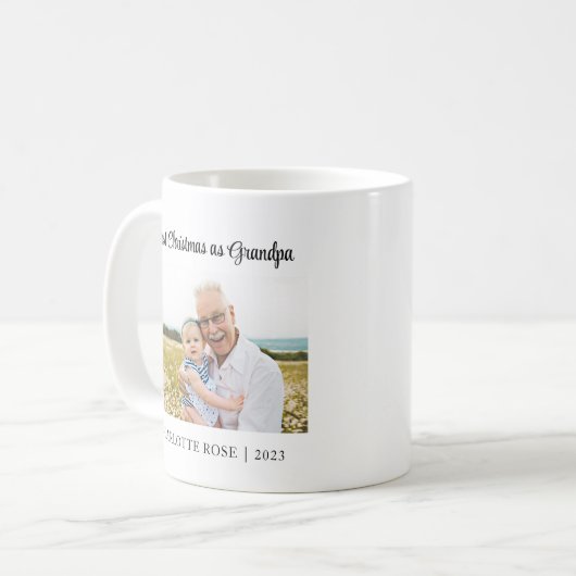 Eenvoudige eerste kerst als nieuwe opa Baby Foto Koffiemok (Voorkant links)