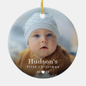 Eenvoudige eerste kerst Baby foto Keramisch Ornament (Achterkant)