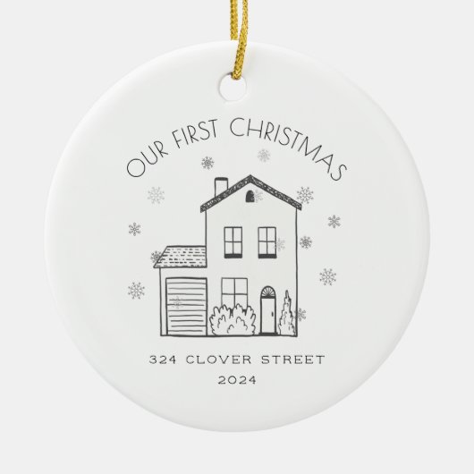 Eenvoudige eerste kerst New Home Holiday Ornament (Voorkant)