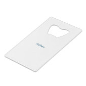 eenvoudige eerste letter monogram add your name le creditkaart flessenopener (Voorkant Gekanteld)