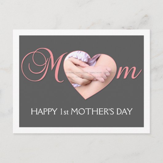 Eenvoudige eerste Moederdag aangepaste foto Briefk Briefkaart (Voorkant)