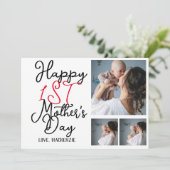 Eenvoudige eerste Moederdag cadeau drie foto colla Feestdagenkaart (Staand voorkant)