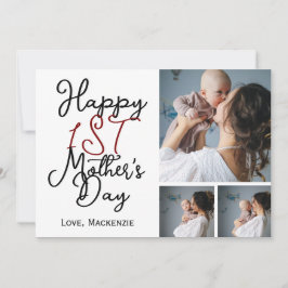 Eenvoudige eerste Moederdag Drie Fotocollage Feestdagenkaart
