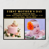 Eenvoudige eerste Moederdag Foto Collage Aandenken Folie Feestdagenkaart (Voorkant)