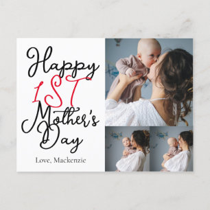 Eenvoudige eerste moederdag Gift Three Photo Colla Feestdagenkaart