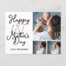 Eenvoudige eerste moederdag Gift Three Photo Colla Feestdagenkaart