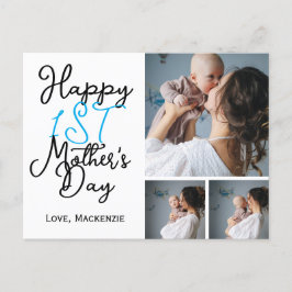 Eenvoudige eerste moederdag Gift Three Photo Colla Feestdagenkaart