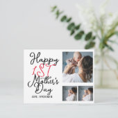 Eenvoudige eerste moederdag Gift Three Photo Colla Feestdagenkaart (Staand voorkant)