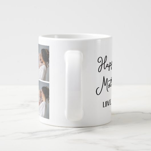 Eenvoudige eerste moederdag Gift Three Photo Colla Grote Koffiekop (Achterkant)