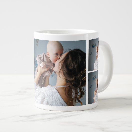 Eenvoudige eerste moederdag Gift Three Photo Colla Grote Koffiekop (Voorkant rechts)