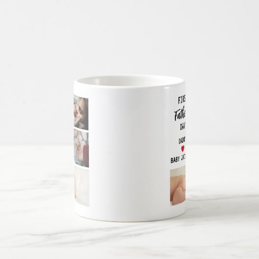 Eenvoudige eerste Vaderdag aangepaste 3 foto Koffiemok (Center)