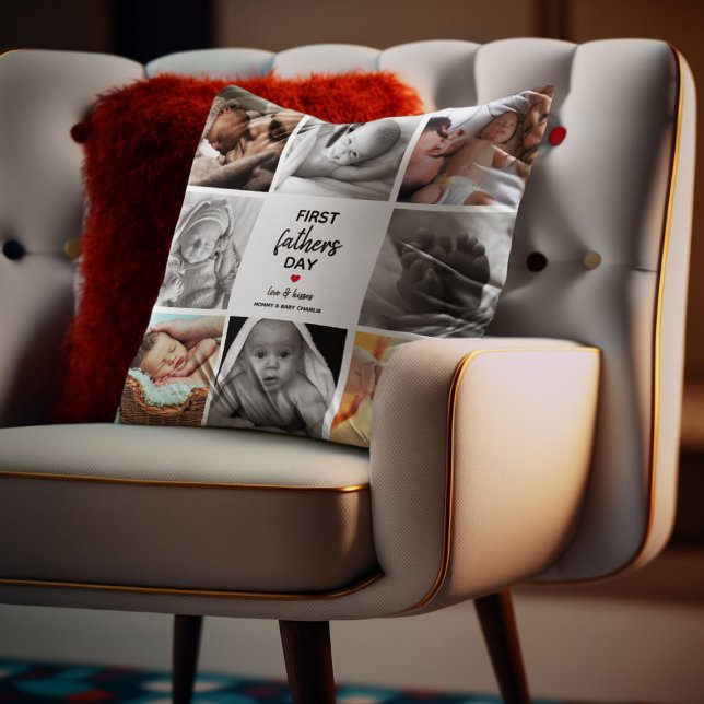 Eenvoudige Eerste Vaderdag Foto Collage | Papa Kussen (Creator heeft geüpload)