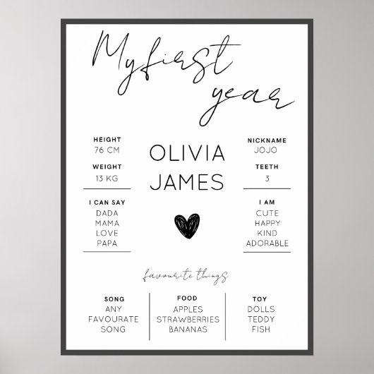 Eenvoudige eerste verjaardag eerste jaarsteen poster (Voorkant)