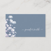 Eenvoudige effen gedempte blauwe bloementekening b visitekaartje (Voorkant)