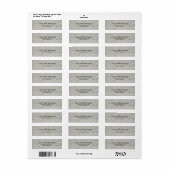Eenvoudige effen grijze muur Elegant Modern Etiket (Full Sheet)