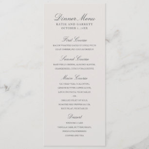 Eenvoudige Effen Kleur Elegante Grijze Bruiloft Menu