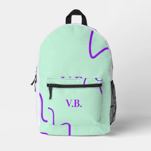Eenvoudige effen kleur voeg naam tekst monogram to bedrukte rugzak