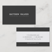 EENVOUDIGE effen moderne slimme donkere houtskool  Visitekaartje (Voorkant / Achterkant)