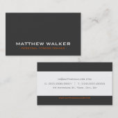 EENVOUDIGE effen vet modern houtskool grijs sinaas Visitekaartje (Voorkant / Achterkant)