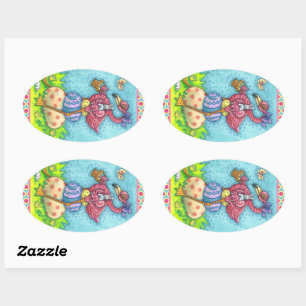 EENVOUDIGE EIEREN EN KUTE BABY PINKVLAMINGO MET BU OVALE STICKER