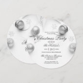 Eenvoudige Elagant White en Silver Kerstparty Kaart (Voorkant / Achterkant)
