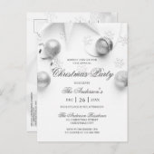 Eenvoudige Elagant White en Silver Kerstparty Uitnodiging Briefkaart (Voorkant / Achterkant)