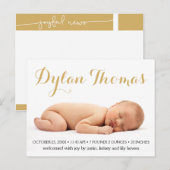 Eenvoudige Elegance Aangepaste Fotogeboorte Aankon Aankondigingskaart (Voorkant / Achterkant)